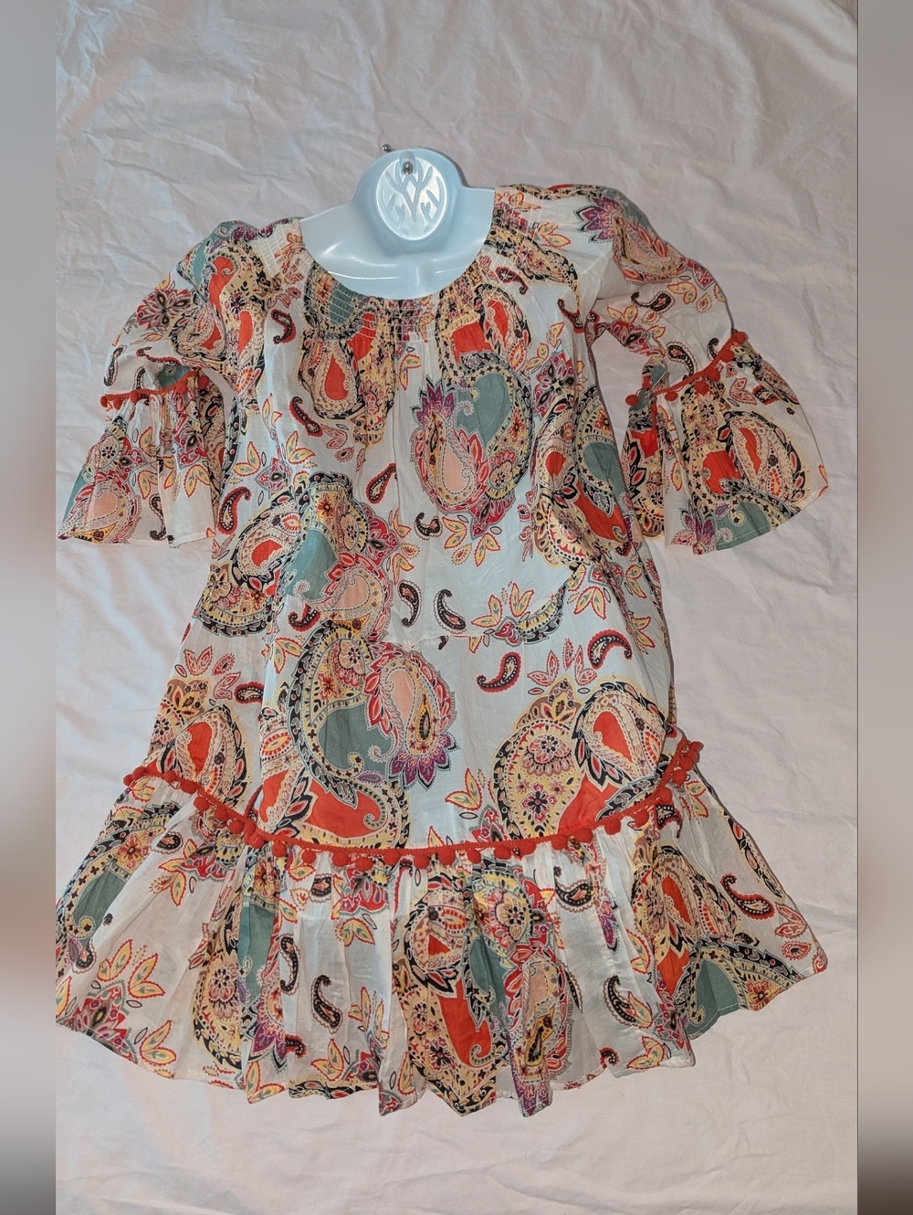 True Destinations Dress Women's Orange Paisley Boho Casual XL